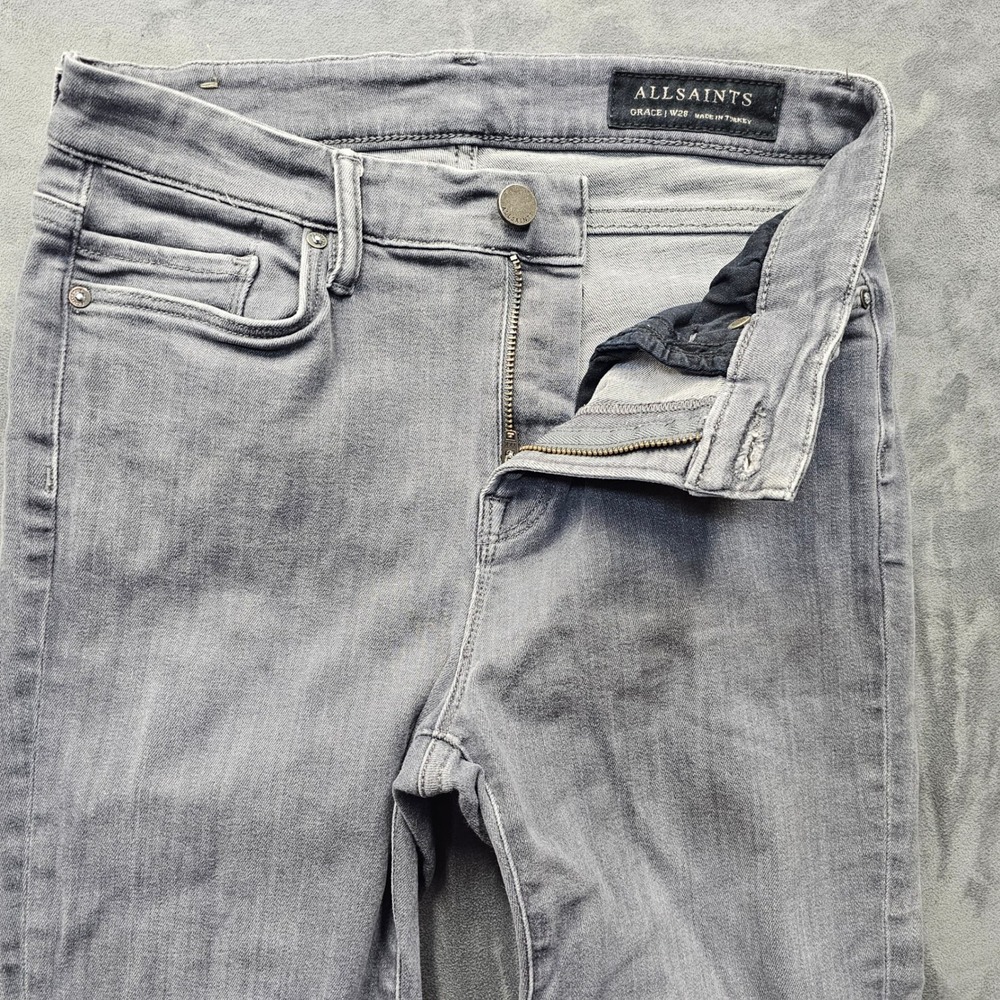 ALLSAINTS Grace Slashed Jeans Grey Skinny Distressed WE008L Size 28